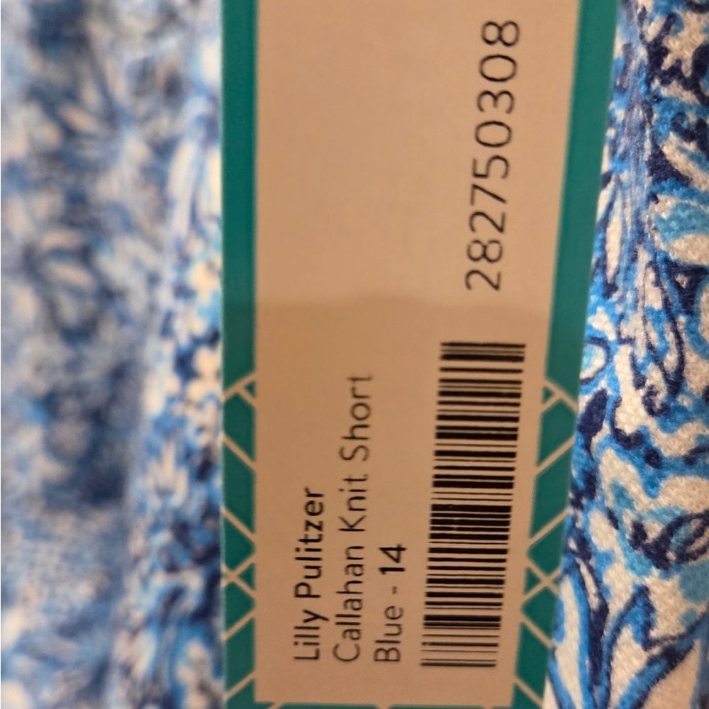 Lilly Pulitzer Callahan Blue and White Floral Knit Shorts Size 14 - Picture 2 of 5
